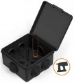 Электромонтажная коробка для прямого монтажа черная 100х100х50